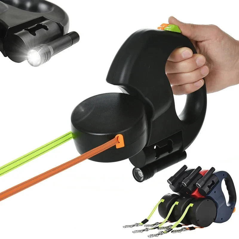 Marluvo Retractable Double Dog Leash with LED Light