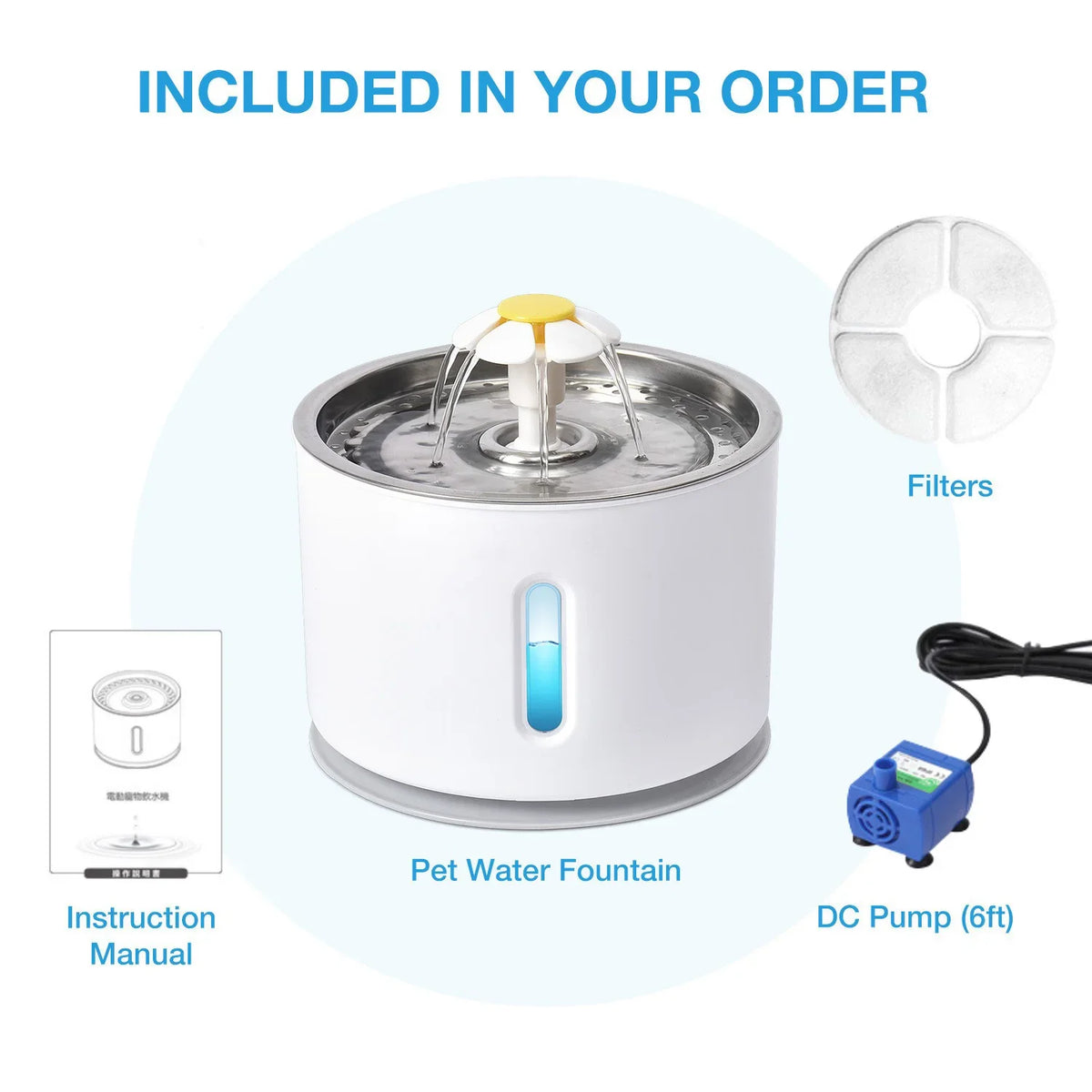Marluvo 3.2L Stainless Steel Pet Water Fountain